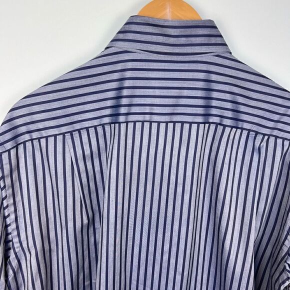 Brioni Dress Shirt Striped Button Down Long Sleeve Blue Cotton men’s size L - Picture 11 of 12